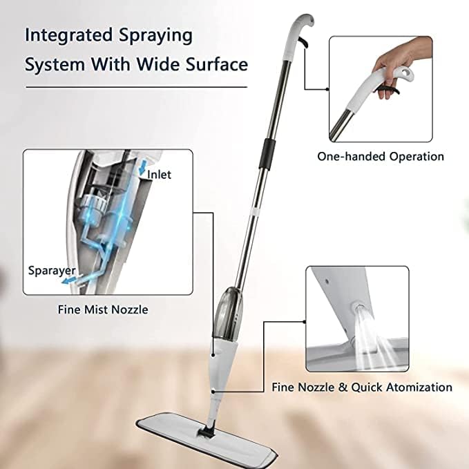 Microfiber Spray Mop – 360° Spin, Wet & Dry Floor Cleaner with Washable Pads & 360ML Tank for Easy Cleaning