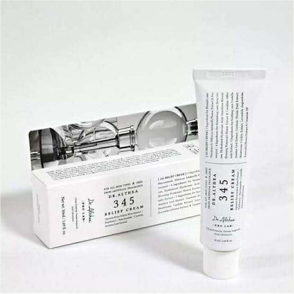 345 Relief Cream - Daily Face Moisturizer with Niacinamide & Panthenol, Soothing Blemish Care, Vegan Korean Skincare, 1.69oz