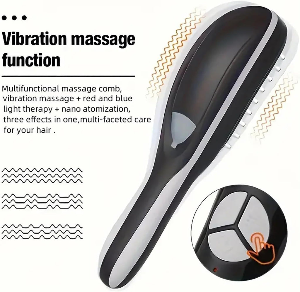 Electric Scalp Massage Comb - LED Light, 3 Vibration Modes, Rechargeable Hair Growth & Stress Relief Tool