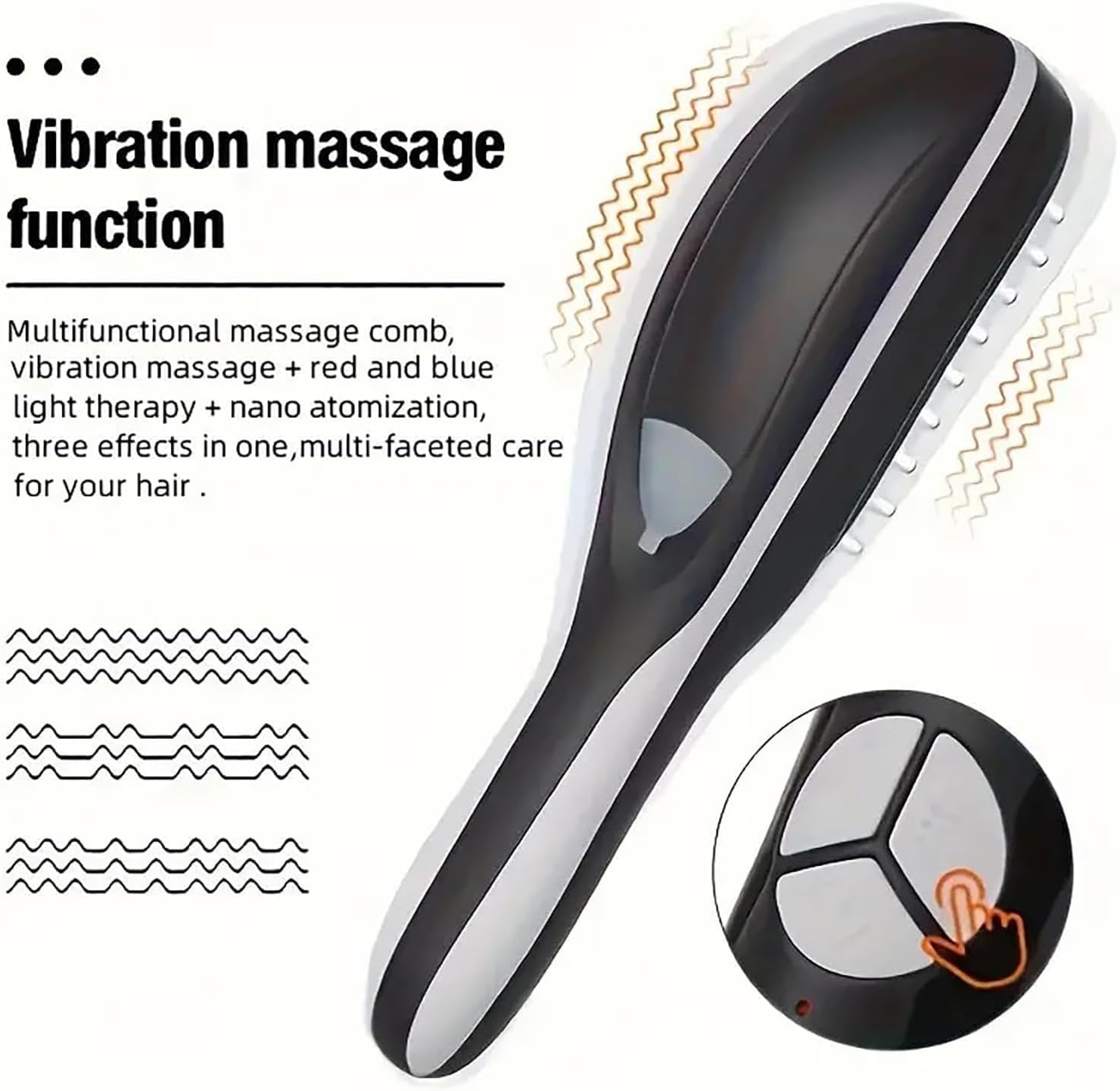 Electric Scalp Massage Comb - LED Light, 3 Vibration Modes, Rechargeable Hair Growth & Stress Relief Tool