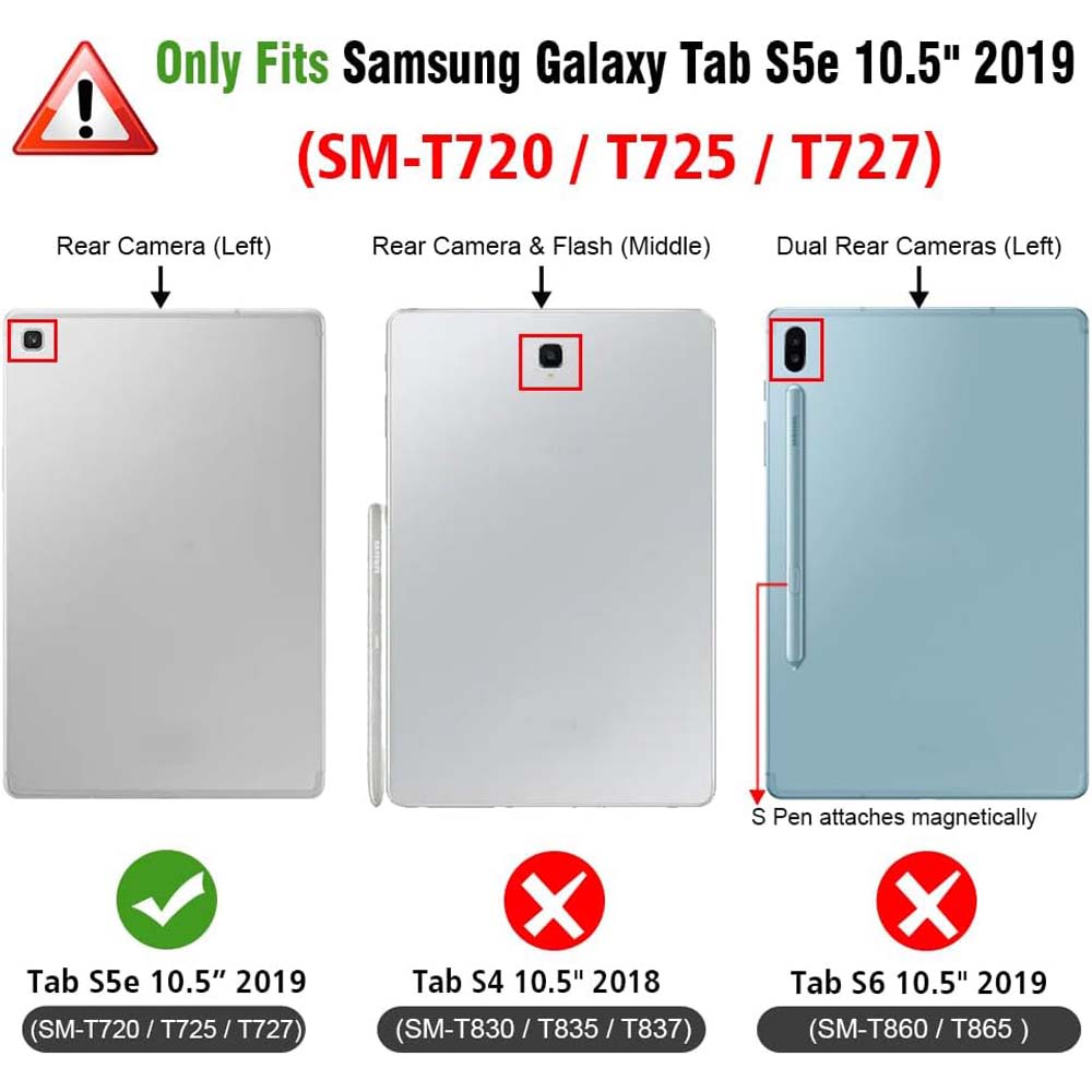 360° Swivel PU Leather Cover Compitable for Galaxy Tab S5e 10.5" Case -  w/Auto Sleep/Wake for SM-T720/T725/T727 (Multi)