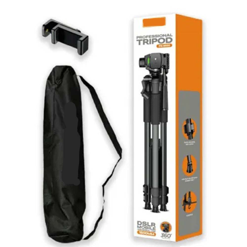 PK9970 Professional Tripod for Mobile & Camera – Durable ABS + Metal Construction, Adjustable Height, Lightweight, Compatible with Smartphones & Cameras