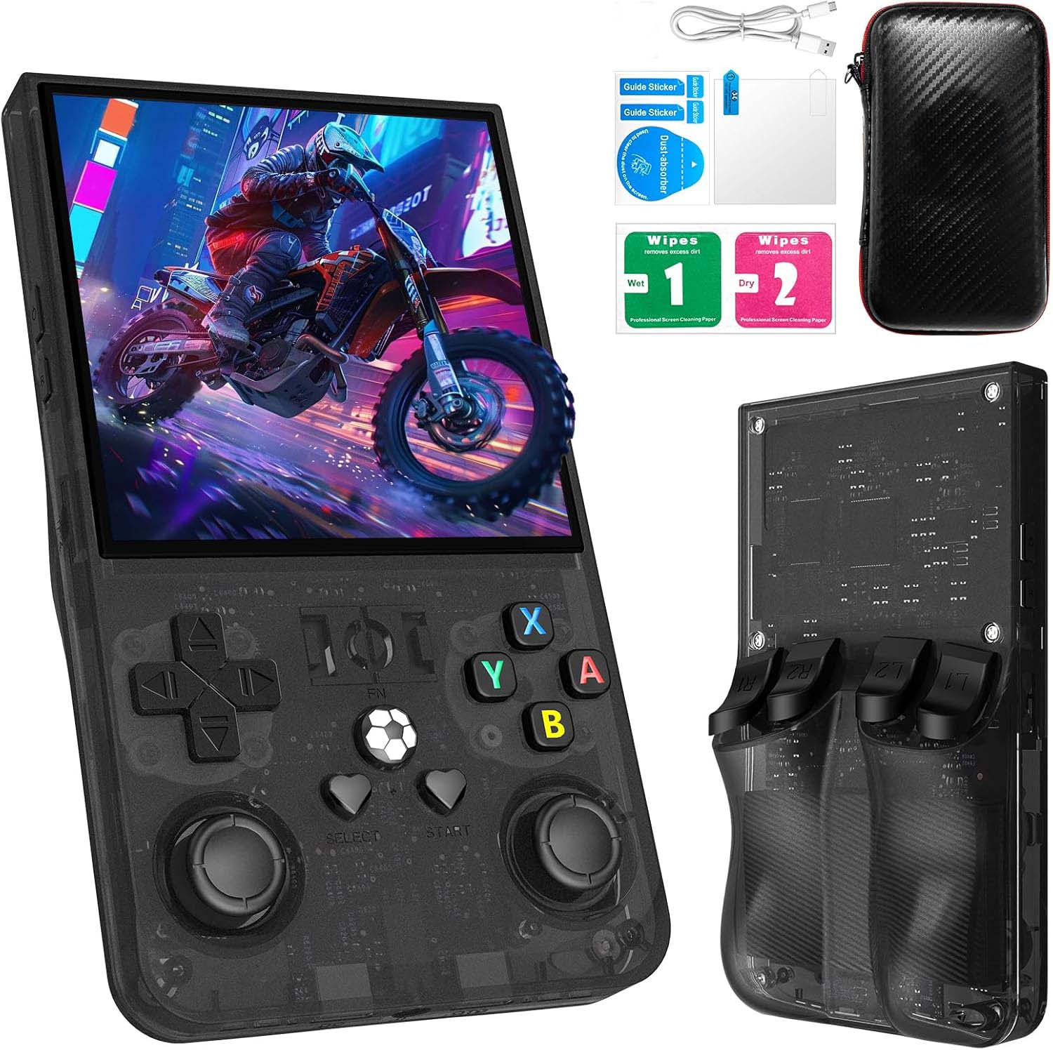 R36MAX Retro Handheld Console - 64GB/22,000 Games, 4" 4K IPS Screen, Open Source Linux System, Portable Classic Gaming (Multi-Colour)