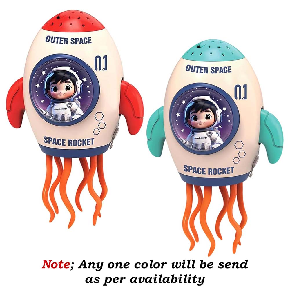 Rocket Toy with Fog Function. Crawling spray rocket with music, LED lights & dancing movement for 3-6 year old kids. Birthday gift.