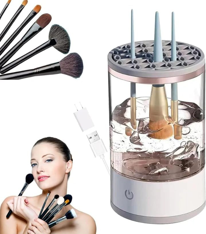 3-in-1 Automatic Makeup Brush Cleaning and Drying Stand – Electric Makeup Brush Cleaner Machine with USB Charging