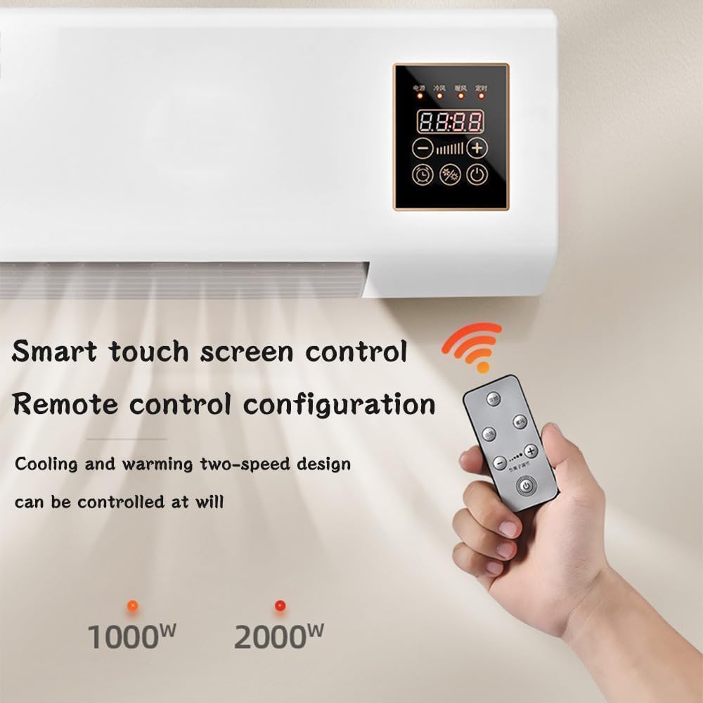 Personal Mini Air Conditioner. Wall-mounted dual-use AC unit with remote, touch screen & heating/cooling for rooms up to 150 sq ft.