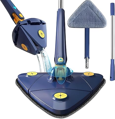 Rotatable Adjustable Triangle Cleaning Mop | Stainless Steel Long Handle for Easy Cleaning