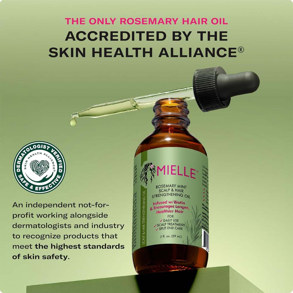 Mielle Organics Rosemary & Mint Hair Oil with Biotin – Strengthens, Moisturizes & Soothes Scalp, Promotes Longer, Healthier Hair (2 Fl Oz)