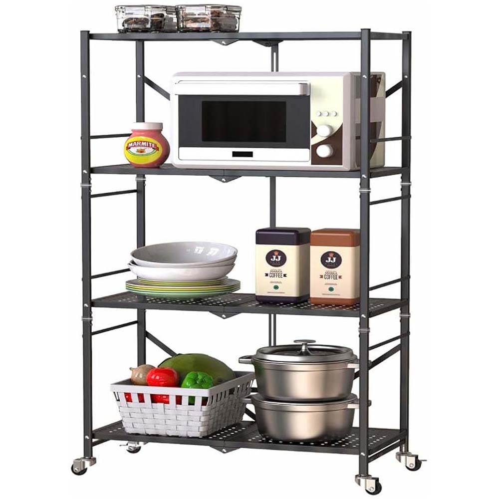 Adjustable 4-Layer Kitchen and Bedroom Storage Rack – Mobile and Versatile Floor Standing Solution