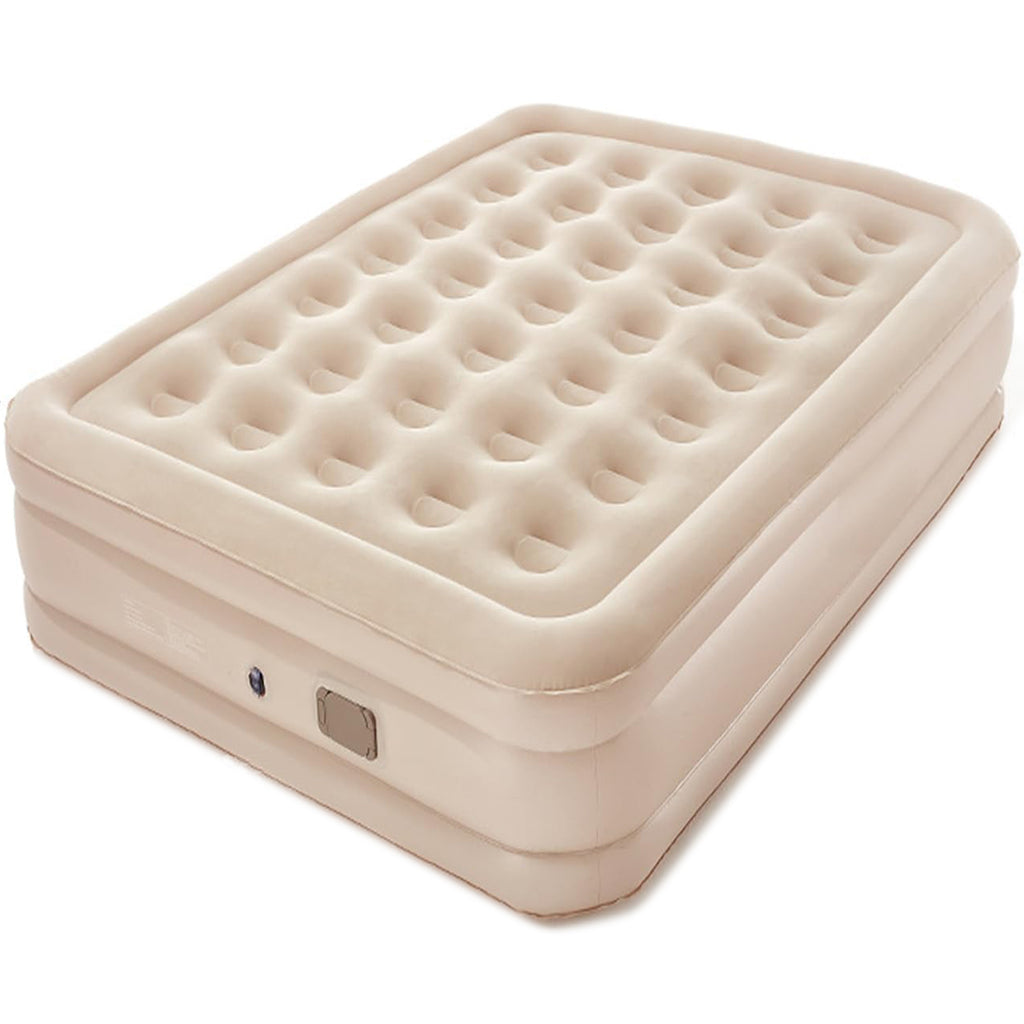 Air Mattress Queen with Built-in Pump - Inflatable Camping & Guest Mattress | Soft Flocked Top Blow-Up Bed | Durable, Foldable, and Comfortable | 80x60x18 Inches | Quick 1-3 Min Inflation