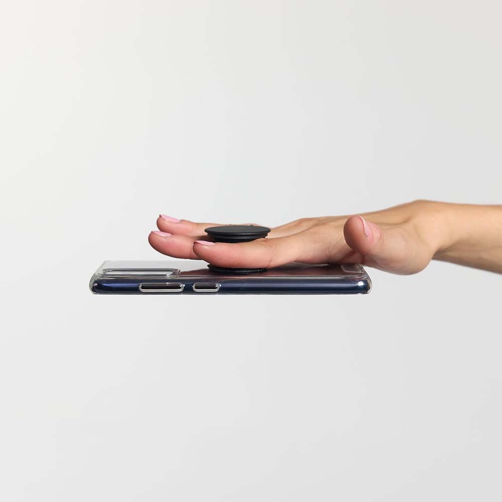 PopGrip with Swappable Top - Black, Phone & Tablet Grip, Stand, and Wireless Charging Compatible Accessory
