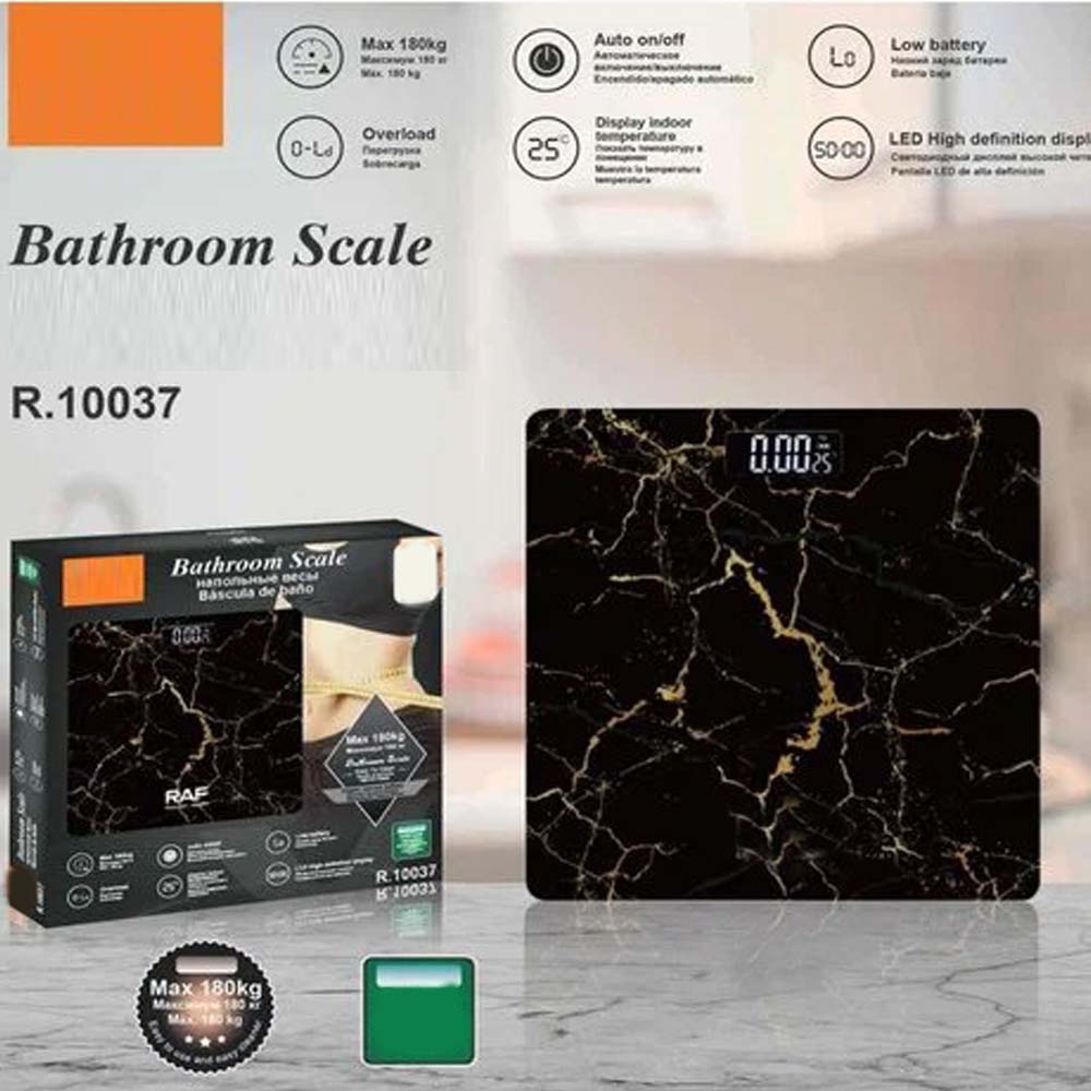 R.10037 Floor Scale Digital Weight Monitor. 180kg max load with LED high-definition display. Auto on-off for bathroom or home use.