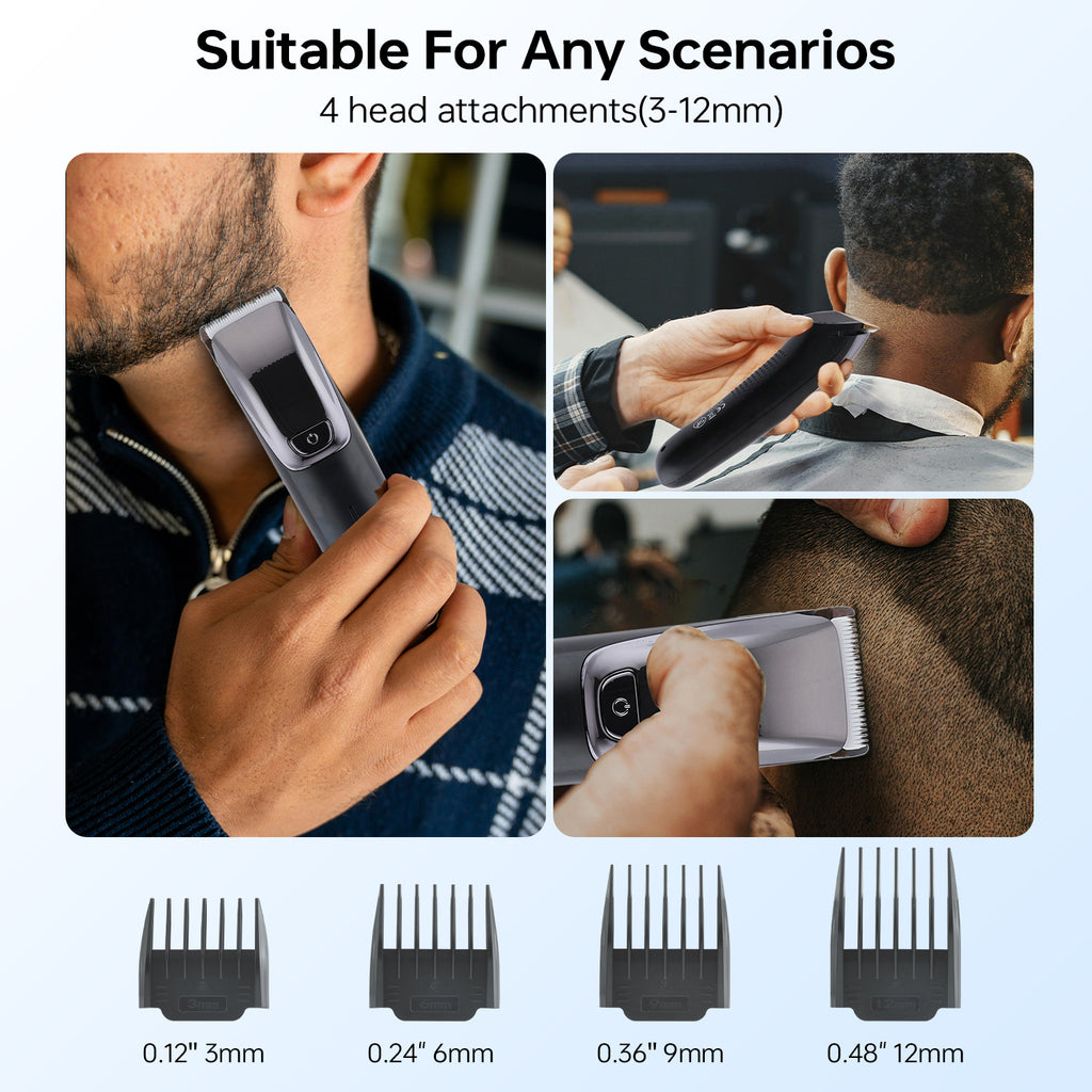 MHT-779 Rechargeable Hair Clipper - Professional Rotary Motor, 300min Runtime, LED Display