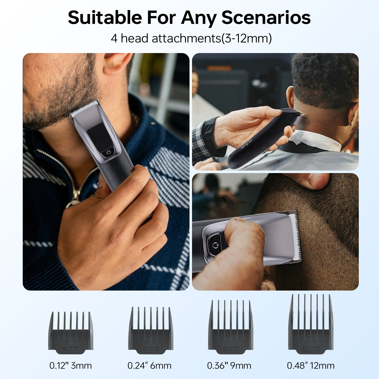 MHT-779 Rechargeable Hair Clipper - Professional Rotary Motor, 300min Runtime, LED Display