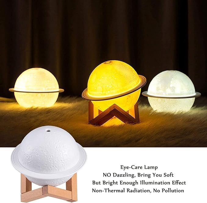Table Desk Oil Diffuser Aroma Air Humidifier | LED Night Light with Moon Planet Design | Perfect for Living Room and Bedroom