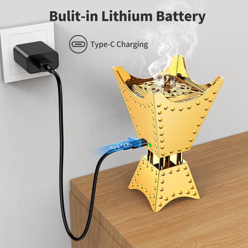 Luxury Electric Bakhoor Burner – USB Rechargeable Portable Oud Incense Burner