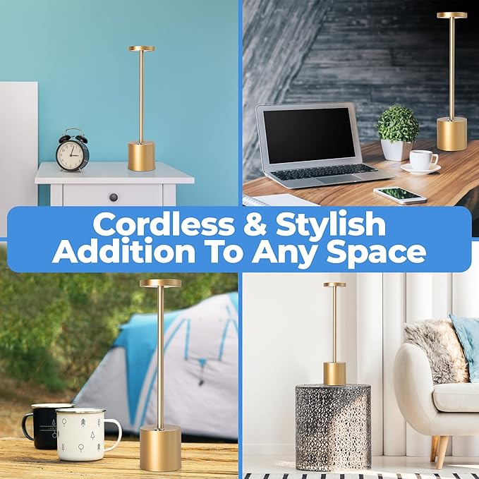 Cordless LED Table Lamp – Full Size Minimalist Design with Rechargeable Battery