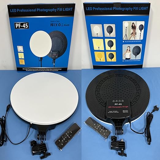 PF-45 Photography Light: 18-inch 60W High Brightness Circular Fill Light for Professional Streaming and Beauty Enhancements
