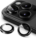 iPhone 16/17 Pro Max Camera Lens Protector - 3-Pack 9H Tempered Glass with Aluminum Alloy Ring, Anti-Scratch HD Cover (Black)