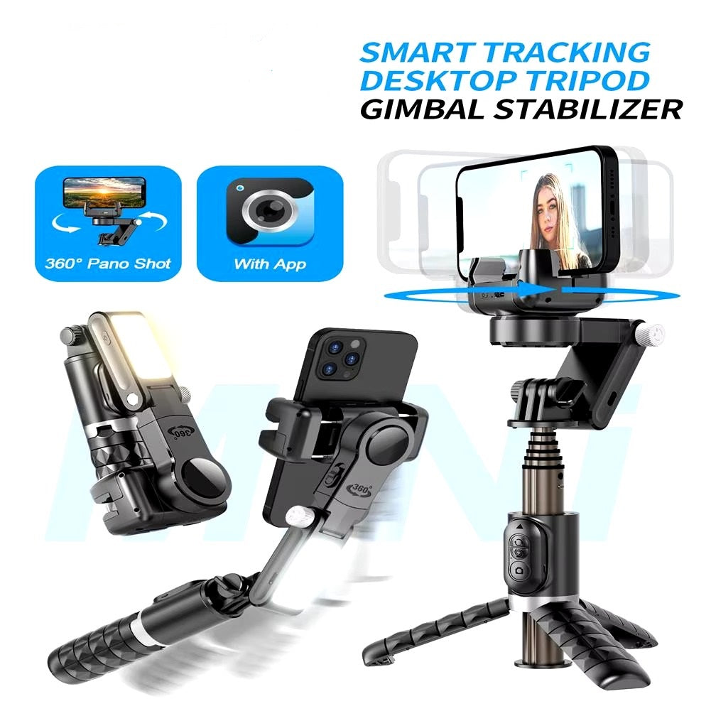 Q18 Mobile Phone Selfie Stick with Anti-Shake Handheld Gimbal Stabilizer, Single-Axis Tripod, and Fill Light – Perfect for Vlogging, Live Broadcast, and Photography, Compatible with iPhone and Android Smartphones