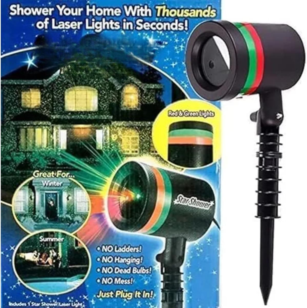 Indoor and Outdoor Laser Light Projector | Instantly Illuminate Your Home with Thousands of Dazzling Stars | Perfect for Parties, Holidays, and Décor