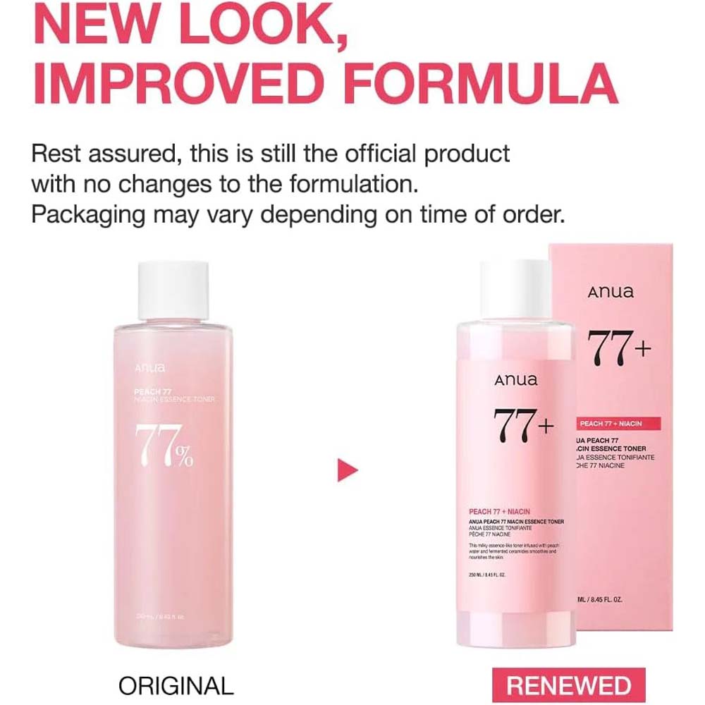 ANUA Peach 77% Niacin Essence Toner - 250ml Hydrating Brightening Toner for Dull & Uneven Skin Tone