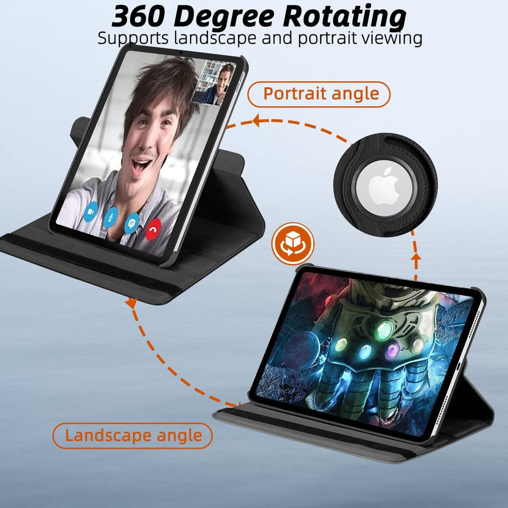 iPad 10th Gen 10.9" Leather Case - 360° Rotating Smart Cover with Auto Sleep/Wake & Multi-Angle Stand (Multi Colour)