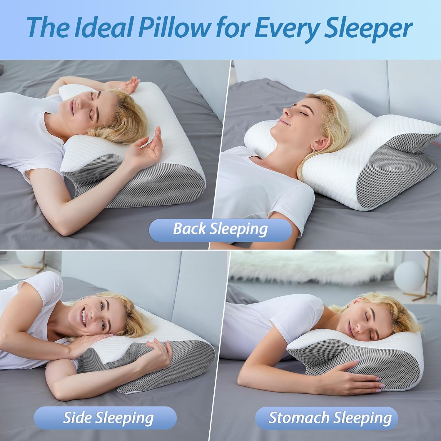 Memory Foam Cervical Pillow - 2-in-1 Ergonomic Orthopedic Pillow for Neck Pain Relief, All Sleeping Positions