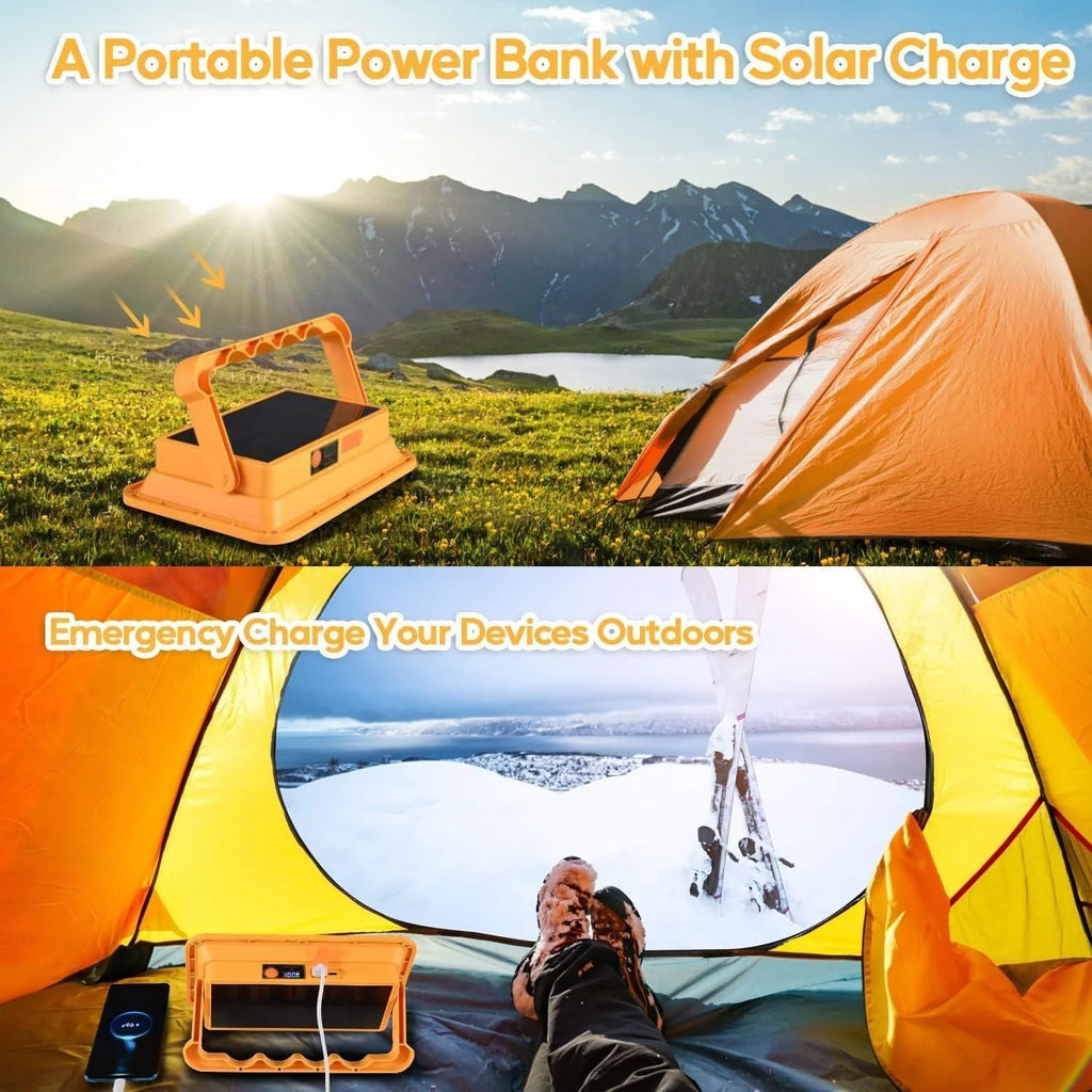 Rechargeable Solar LED Light - 4 Lighting Modes, Adjustable Color Temperature, 264 LEDs, Emergency Flashing, Portable Spotlight