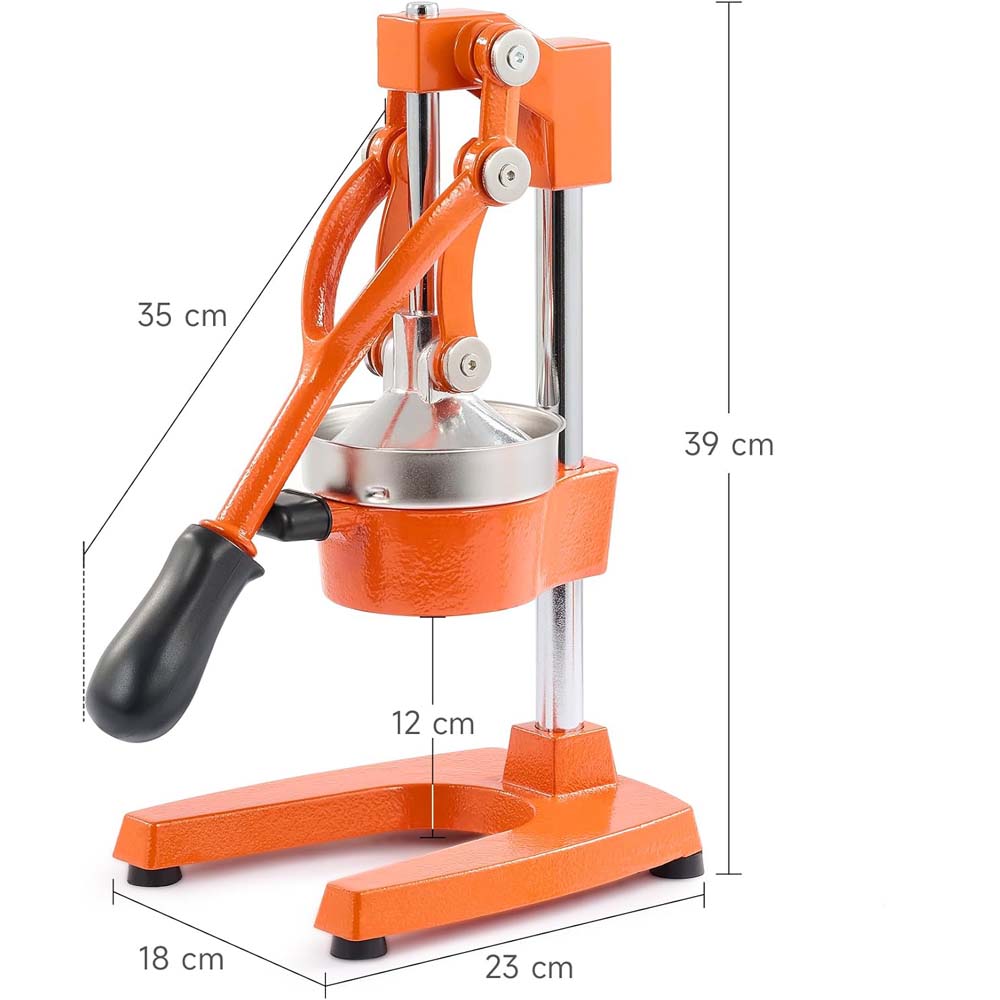 Hand Press Manual Citrus Juicer. Professional orange juicer & lemon squeezer for fresh juice. Easy to clean commercial-grade press.