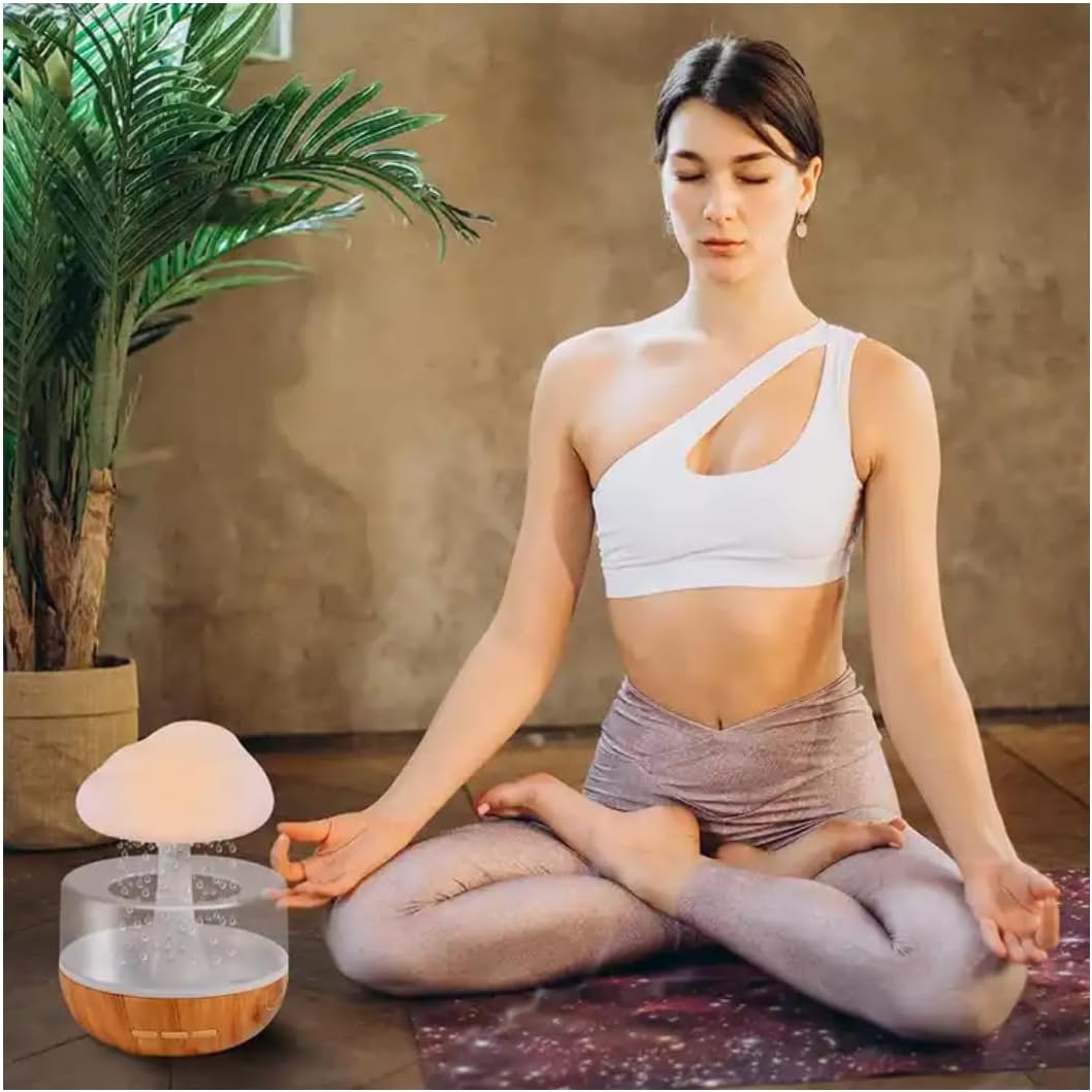 Rain Cloud Night Light Aromatherapy Humidifier Essential Oil Diffuser | 380ML 7-Color Night Light with 3 Power Levels, Water Drop Sound, Cold Fog for Sleep, Relaxation, Yoga, Bedroom, Home, Office (Multicolor)
