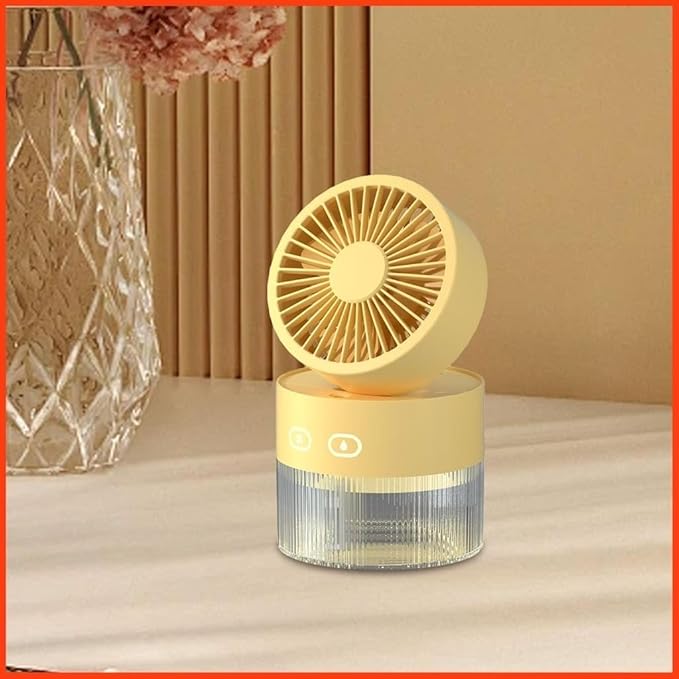 Two-in-One Desktop Spray Humidification Fan – USB Rechargeable Portable Mini Mute Electric Fan with Night Light (Multi)