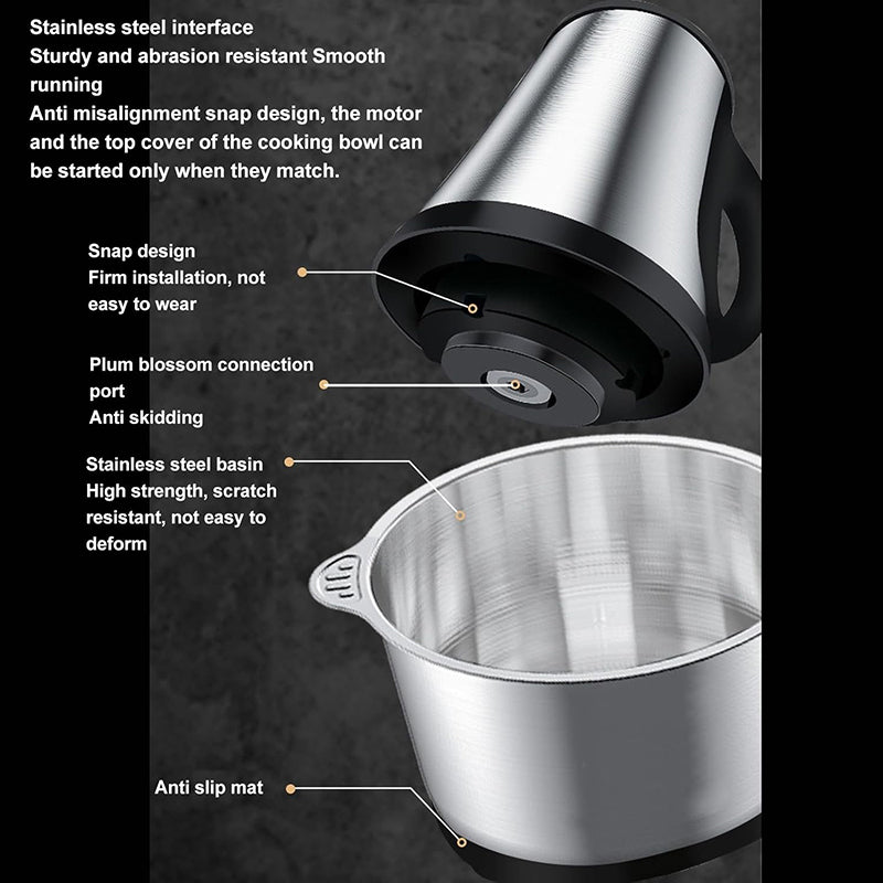 2-in-1 Stainless Steel Electric Meat Grinder & Food Processor - 6 Blades, 3.8L Capacity for Home & Restaurant Use