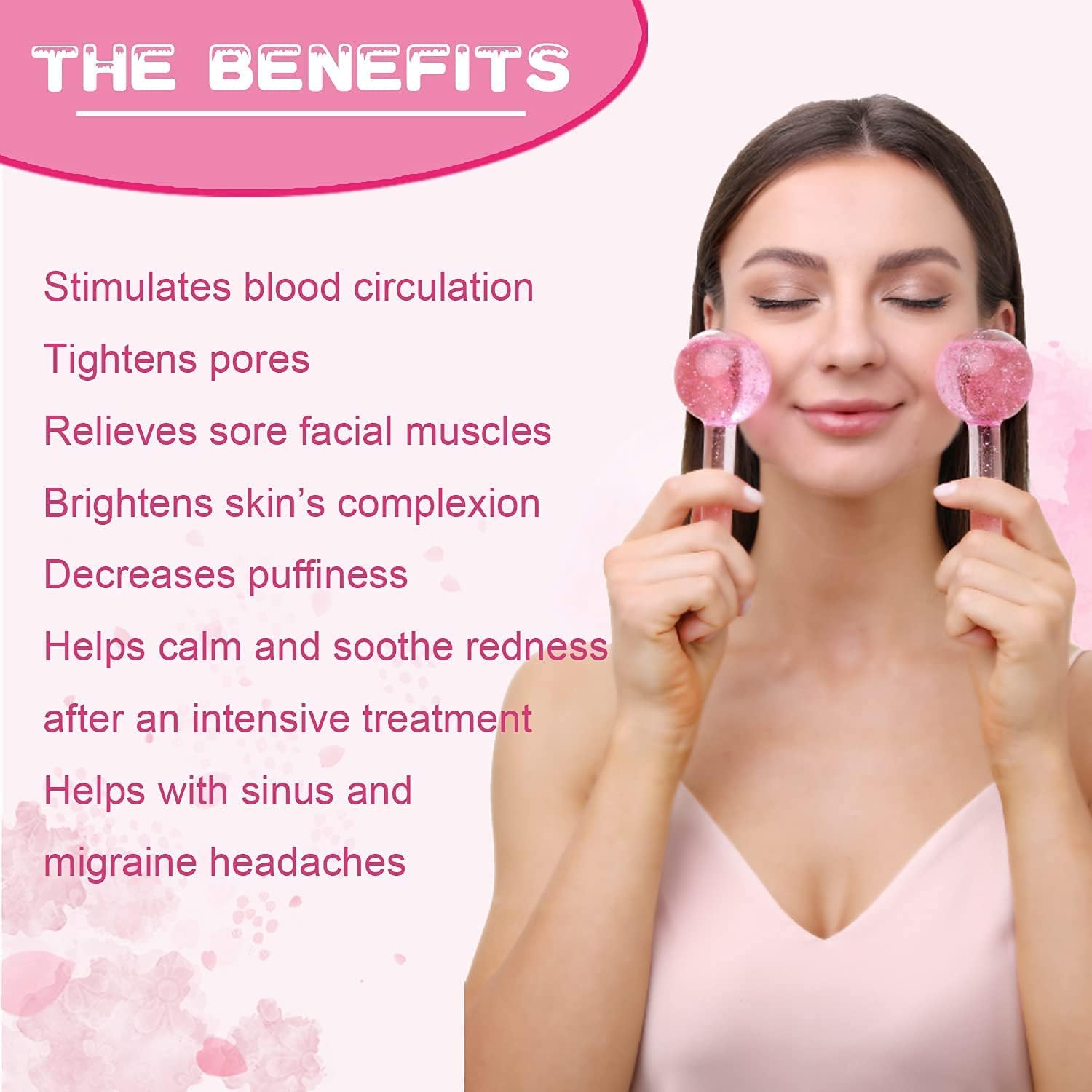 2-Pcs Facial Ice Globes. Cryo roller balls to reduce puffiness, dark circles & wrinkles. Cold therapy facial massager.