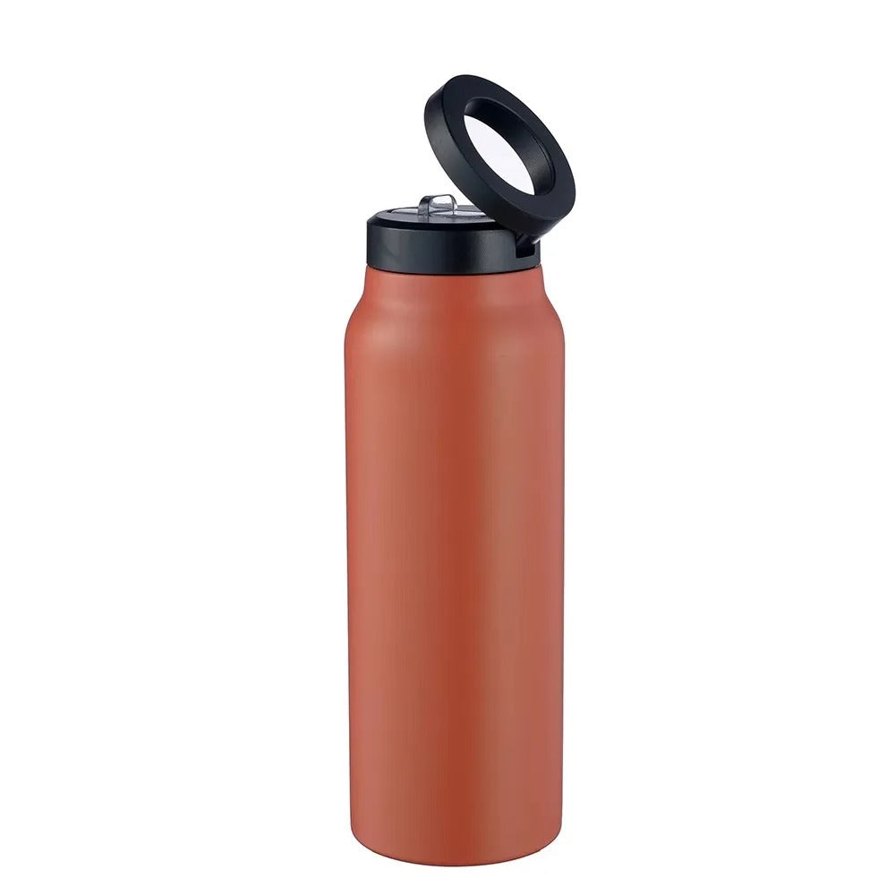 Stainless Steel Magnetic Vacuum Flask | Sports Water Bottle & Mobile Phone Holder | Portable Outdoor Thermal Insulation Cup