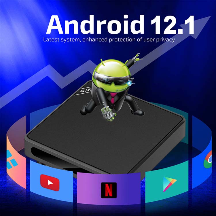 4K Ultra HD Android 15.0 TV Box - 8GB RAM + 128GB ROM, HDR10+, Dolby Audio, WiFi 6, BT 5.2, Voice Remote