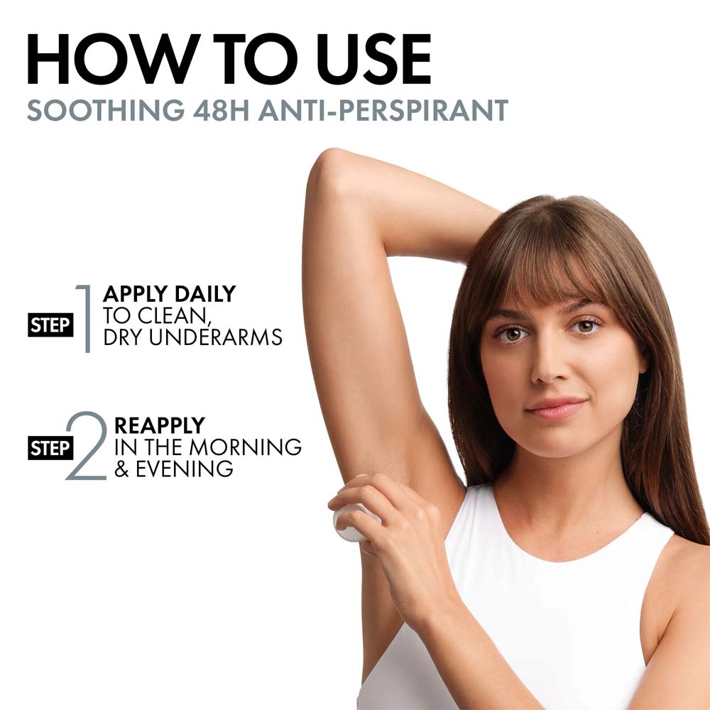 Vichy 48H Soothing Roll-On Anti-Perspirant - Gentle Aluminum-Free Formula for Sensitive Skin, 50ml