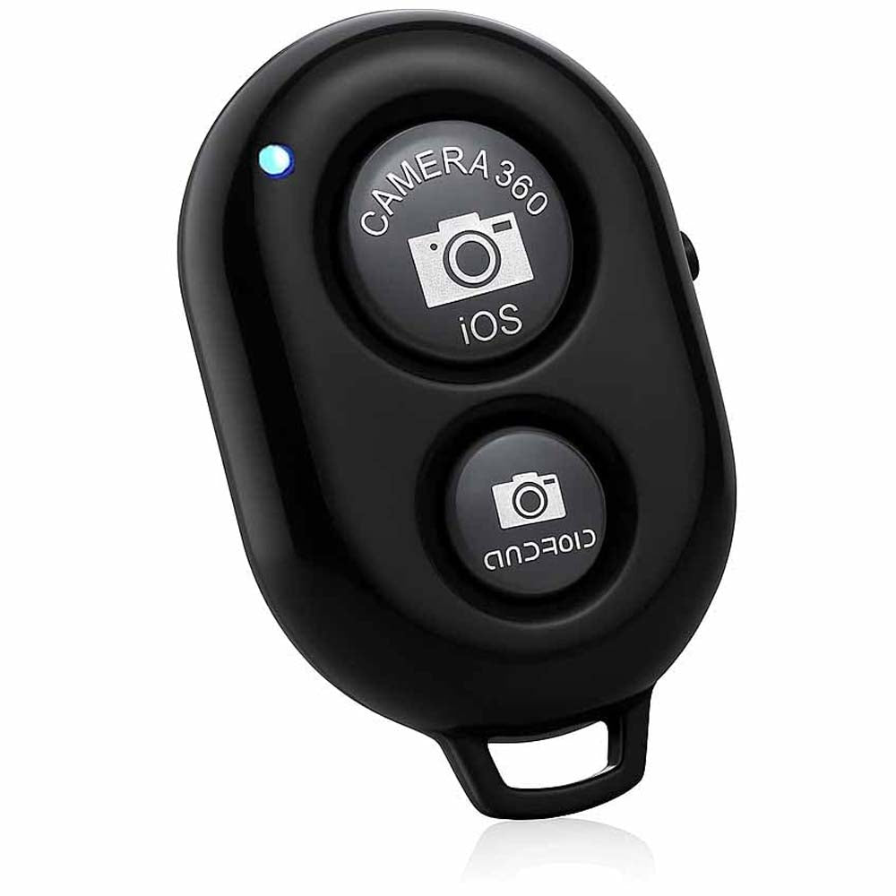 Bluetooth Remote Shutter Button for Selfie Stick & Tripod. Wireless camera clicker compatible with Android & iOS smartphones.