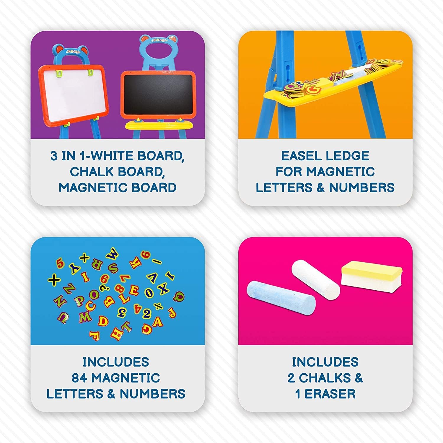 Kids' Art Station – 3-in-1 Adjustable Easel with Dry Erase, Magnetic Board, and Chalkboard Features