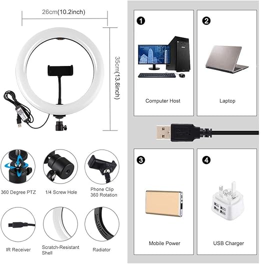 MJ33 RGB LED Soft Ring Light | 26CM Adjustable Ring Light with Phone Holder | Ideal for Video Recording, Photography, and Live Streaming