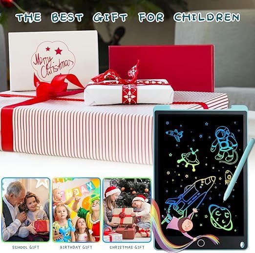 12 Inch LCD Writing Tablet | Magnetic Drawing Pad for Kids | Educational Doodle Board Toy for 2-6+ Year Olds | Blue