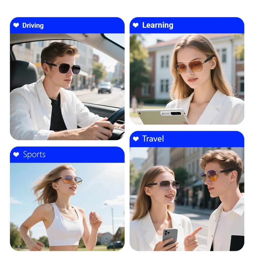 GY500 AI Sports Sunglasses - Wireless Translation, Music & Voice Control, Waterproof for Outdoor Activities