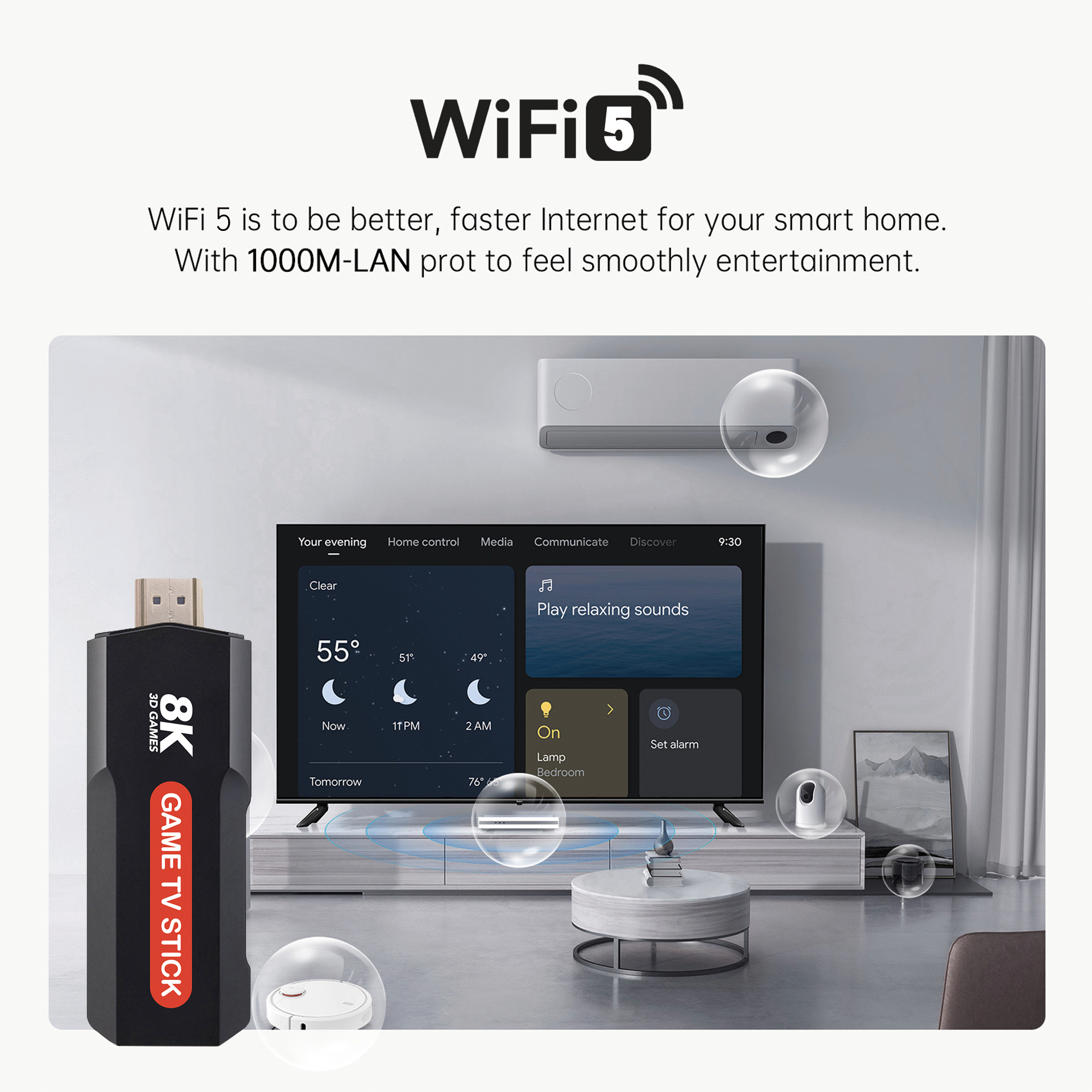 Q9 Video Game Stick | Android 5G 8K TV Box Dual System | Includes 2.4G Dual Wireless Controllers | Perfect Retro Christmas Gift