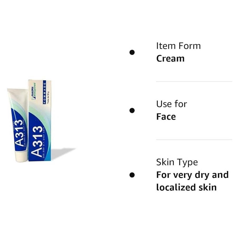 A313 Vitamin A Pommade. French pharmaceutical retinoid ointment for anti-aging, wrinkles & skin renewal. 50g tube.