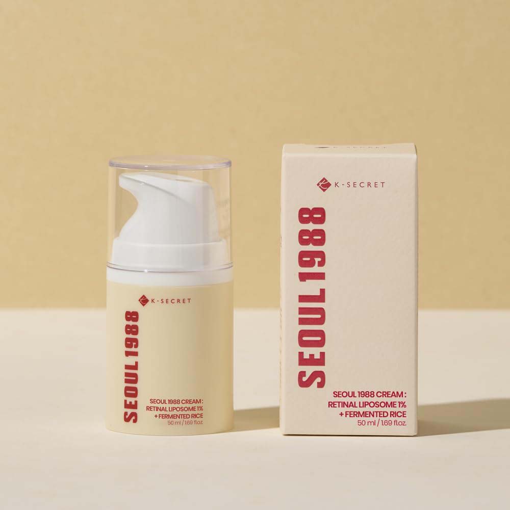 K-Secret SEOUL 1988 Cream with Retinal Liposome 1% & Fermented Rice – Anti-Aging, Brightening, Firming & Hydrating Korean Face Cream 50ml