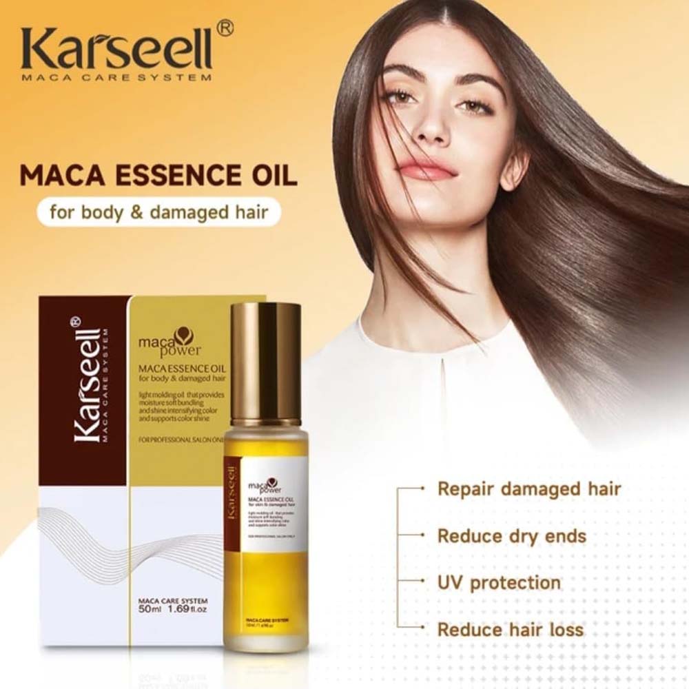 Karseell Hair Repair Set: Shampoo, Conditioner & Maca Collagen Mask with Argan Oil for dry, damaged hair. Restorative care.