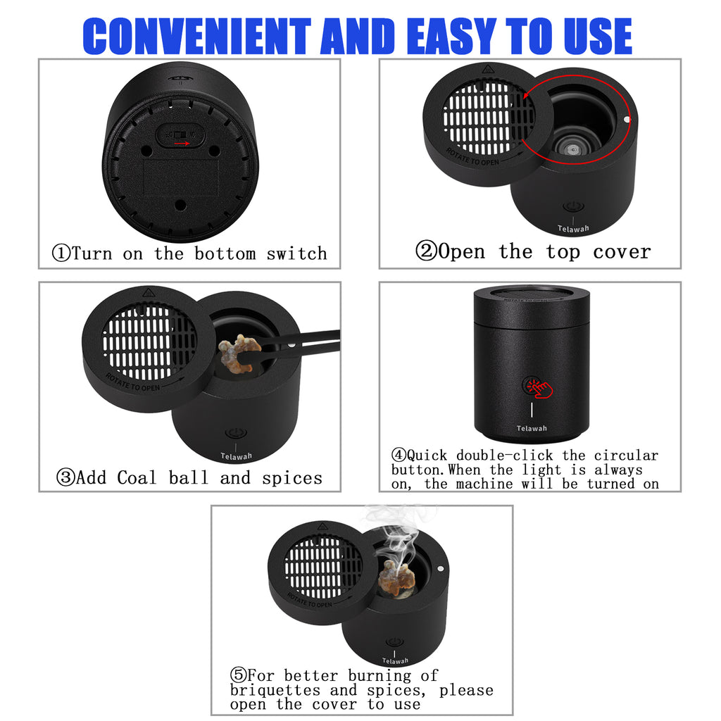 BK108 Charcoal Arabic Bakhoor Burner - Portable Electric Incense Burner for Middle Eastern Bakhoor, Traditional Scent Diffusion