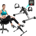 Mini Exercise Bike | Compact Arm and Leg Exerciser with LCD Monitor | Adjustable Resistance & Foldable Pedals