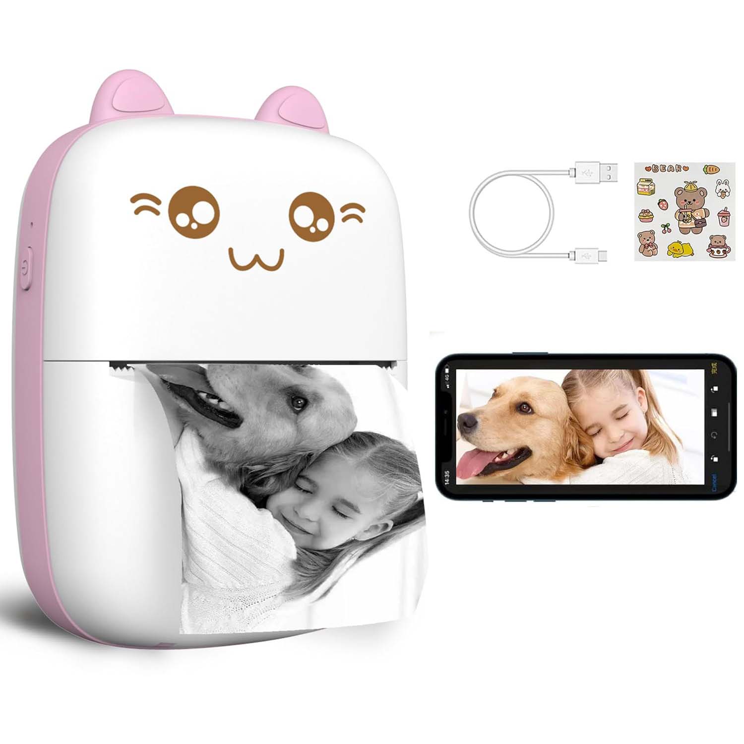 Portable Mini Sticker Printer. Inkless Bluetooth thermal printer for photos, memos & diary. iOS/Android compatible. Print on-the-go.
