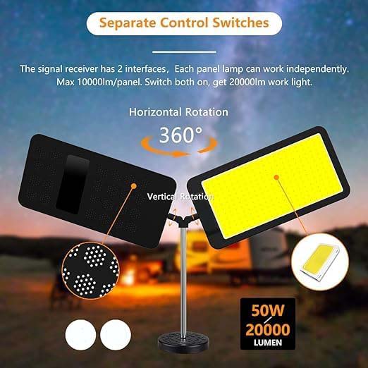LED Work Light | 20000LM Dual-Head Adjustable, Magnetic Workshop and Camping Light | Bright, Portable, and Versatile